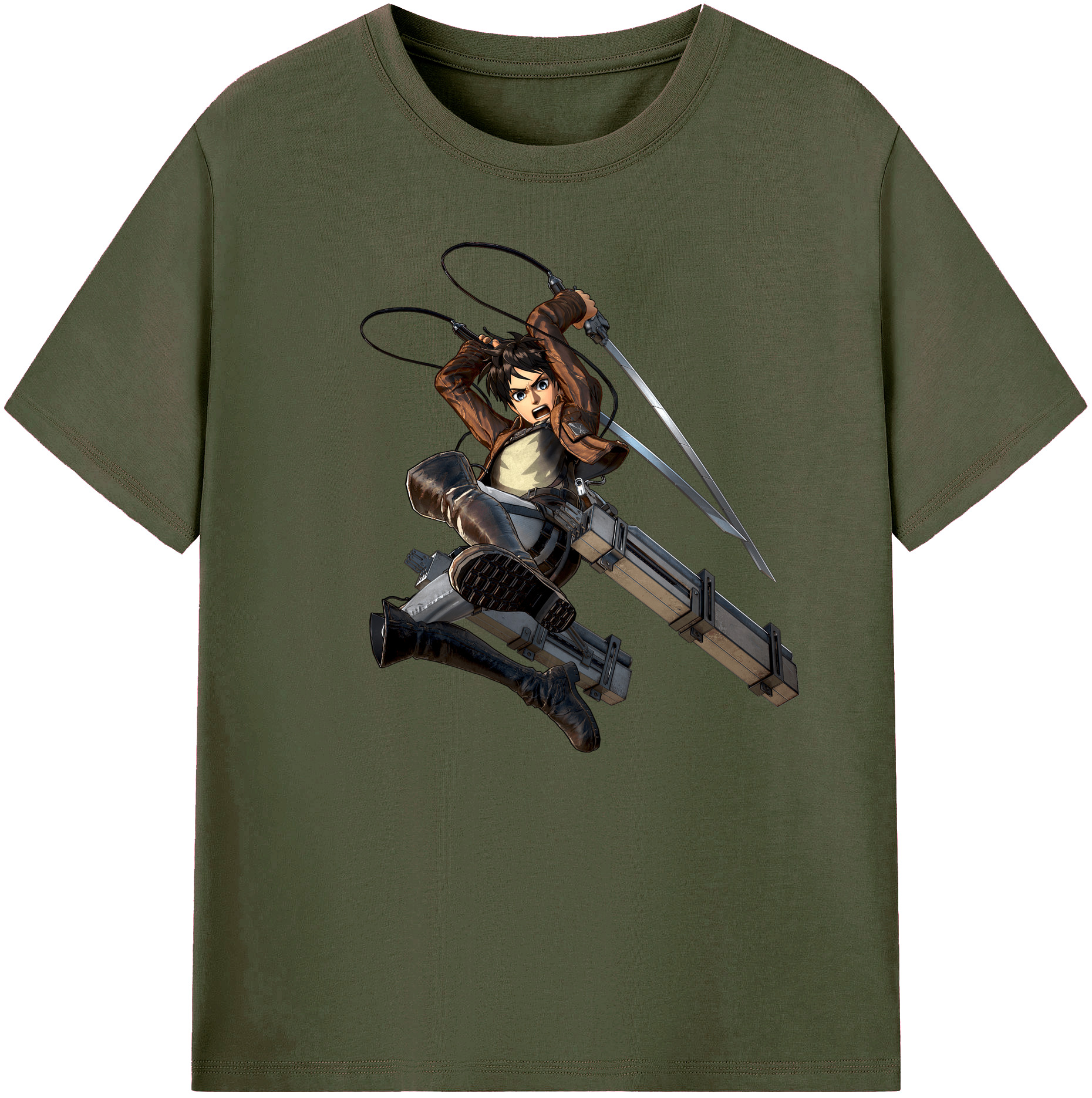 （画像用） 進撃の巨人 エレン･イェーガー Attack on Titan Eren Jäger 綿100％ メンズ半袖Tシャツ｜肌触りやわらか＆通気性